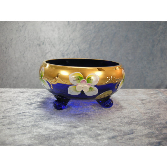Blue glass Bowl with gold and enamel, 5.5x10.5 cm, V & L