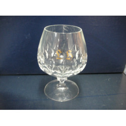 Crystal glass with gold initials L H, Cognac / Brandy, 11x5.5 cm