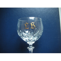 Crystal glass with gold initials L H, Liqueur, 11x7 cm