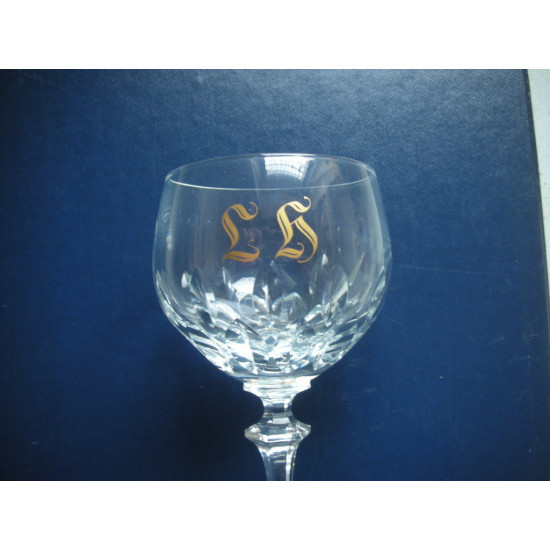 Crystal glass with gold initials L H, Champagne flute, 20x4.5 cm