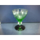 Glass with black foot and sanding flowers and lines, White wine green, 10x7.5 cm
