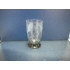 Glas med sort fod og slebne blomster og streger, Juice / Vand, 9x5.5 cm