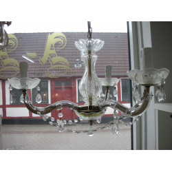 Chandelier / Ceiling lamp with glass prisms, 90x45 cm
