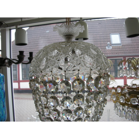 Chandelier / Ceiling lamp with glass prisms, 40x25 cm without chain