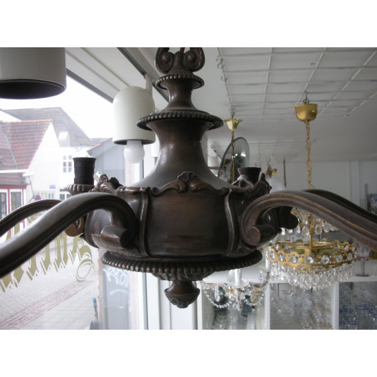 Patineret bronce loftlampe / hængelampe, ca. 40x68 cm