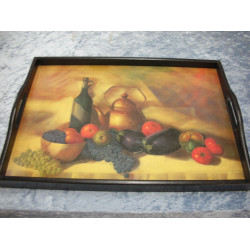 Black Wooden Tray with handles, 41.5x29.5 cm