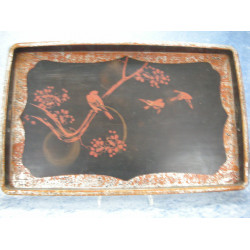 Black wood Tray with handle, 45x28.5 cm