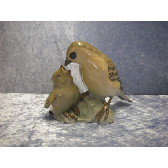 Sparrow with young no 1869, 10.5x15 cm, Factory first, B&G
