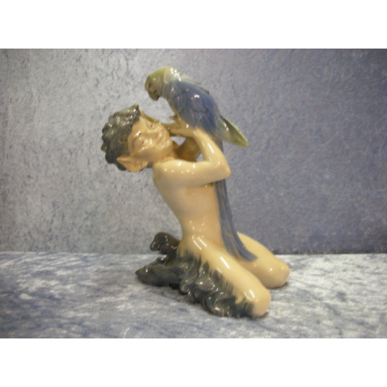 Faun / Pan with parrot no 752, 19 cm, Factory first, RC