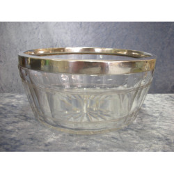 Glass bowl with silver border, 9.5x19.5 cm, England