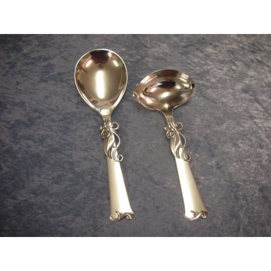 Various silver cutlery 23, Serving spoon and Sauce spoon, 21.5+17.5 cm, Cohr