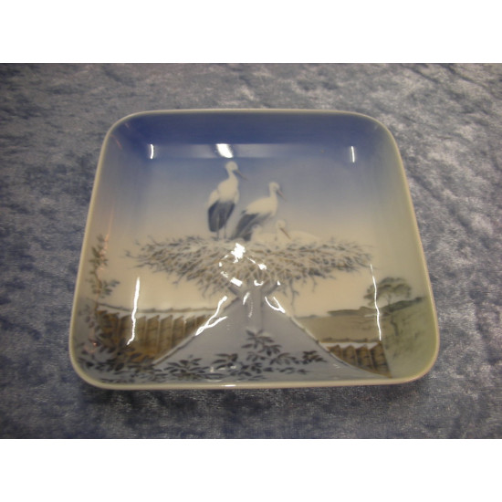 Plate / Dish no 1300/6583,  Storks nest, 12.5x12.5cm, Factory first, B&G