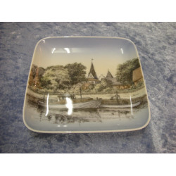 Plate / Dish no 9548/455, The Church and River, Varde, 12.5x12.5cm, Factory first, B&G