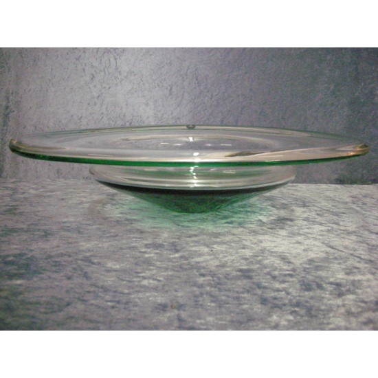 Unique glass, Torben Jorgensen, Bowl / Dish green, 9.5x43 cm, Holmegaard
