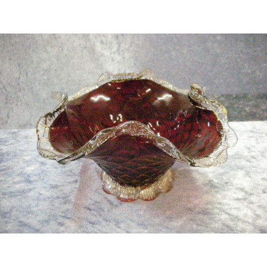 Red Bowl with clear edge, 9.5x19.5x19 cm