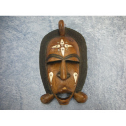 Afrikansk? Maske af træ med indlægninger, 32x20 cm
