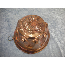 Copper Cooking form with fish, 9.5x19 cm