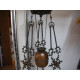 Copper / Wrought Iron Petroleum Pendant Lamp, approx. 110 cm