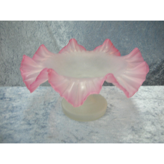 Business card bowl / Centerpiece on glass base pink, 12.5x23 cm