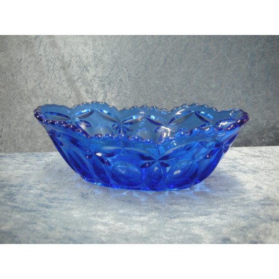 Glas Skål oval blå, 6x17.5x10 cm