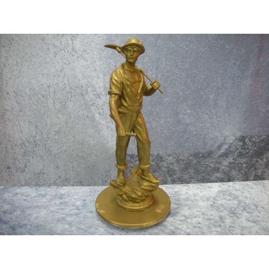 Man with scythe, Gold-plated alabaster, 34 cm