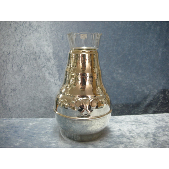 Sølvplet Vase med glasindsats, 17.5 cm