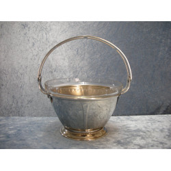 Glass bowl in nickel-plated holder with handle, 17x14 cm
