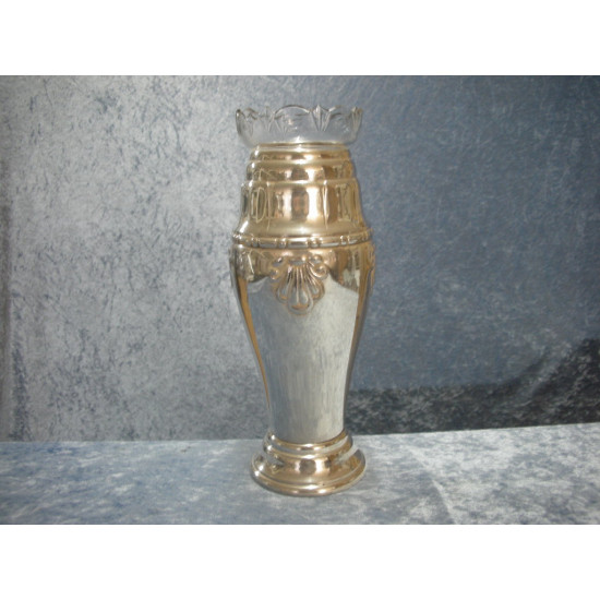 Silver Plate Vase with glass insert, 28.5x9 cm