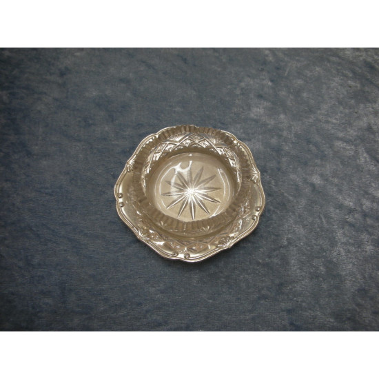 Saltkar på sølvplet fad, 2.2x7.5 cm
