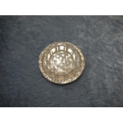 Saltkar på sølvplet fad, 2.5x7.4 cm