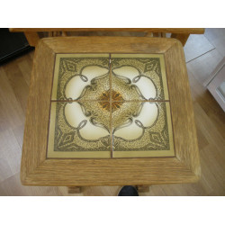 3 oak Nest of tables with tiles, 54x39 cm