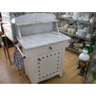 Antique washbasin cabinet in wood and marble, h110x77x47 cm