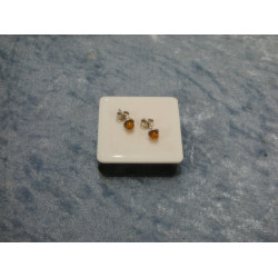 Sterling silver Ear studs with amber, 6 mm
