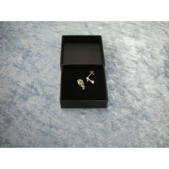 Sterling silver Ear studs with zircons 2 in each, 1.1 cm