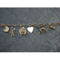 830 silver Bracelet with 6 charms, 19 cm