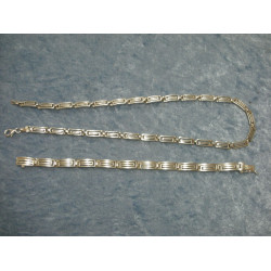 Sterling sølv Halskæde og Armbånd / Armlænke, 44 og 18.5 cm x 5 og 6 mm