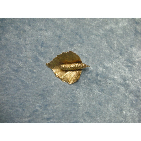 Gold-plated Sterling silver Flora Danica Brooch, Leaf with acorns, 3.2x4.5 cm