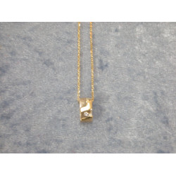 American duble necklace with silver gold and zirconia pendant, 36 cm and 1.3+0.7 cm