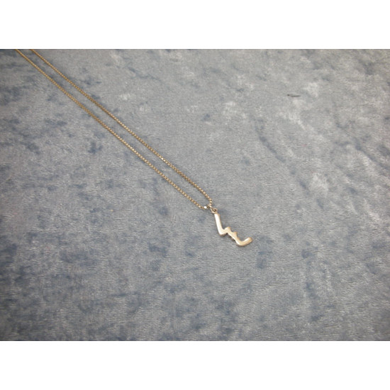 Sterling silver Necklace with pendant, 44 cm and 2 cm