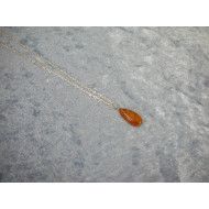 830 silver Necklace with amber pendant, 48 cm and 2.2 cm