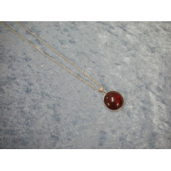 Sterling silver Necklace with amber pendant, 42 cm and 2.2 cm, N.F. From