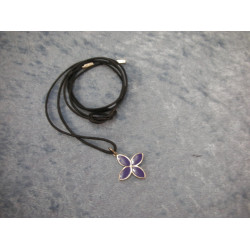 Sterling silver pendant with leather chain, 2.5 cm, Pandora