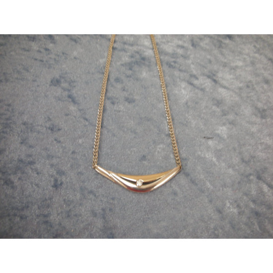 Sterling silver chain and pendant with a little gold and zircon, 44.5 cm and 1.3x5.5