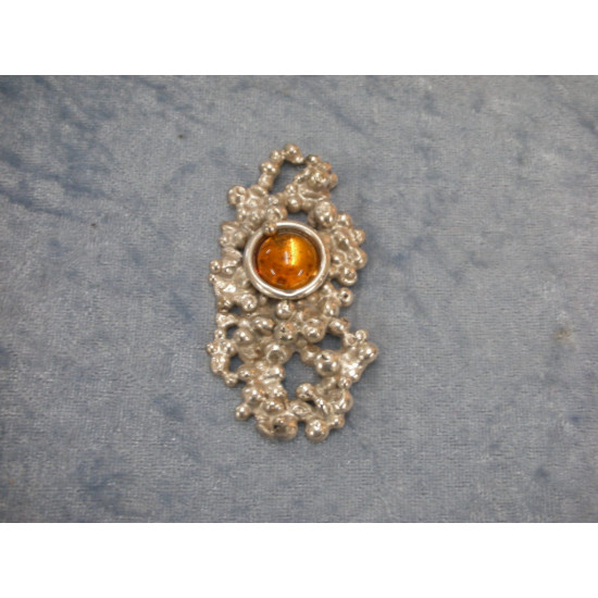 Silver Pendant with amber, 7.3x3.5 cm