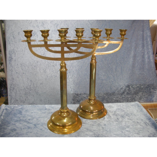 2 pcs 5 armed Jugend brass candlesticks, 44.5x33.5x17 cm