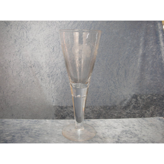 Glass pokal with pattern and bubbles in the stem, 28x10.5 cm