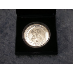Silver coin in box, H.C. Andersen 1805-2005, 10 kroner