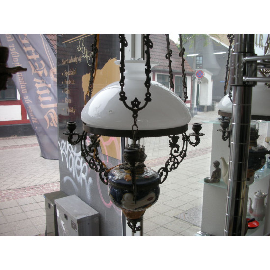 Majolica Petroleum Hanging Lamp for electricity, about 135 cm