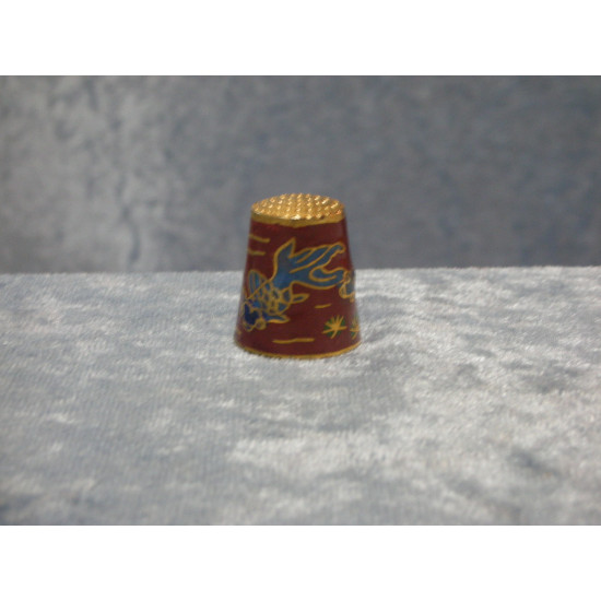 Fingerbøl i Cloisonne rødbrun, 2.5x2 cm