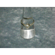 14 karat Hvidguld Ring med perle, str. 58/18.5 mm